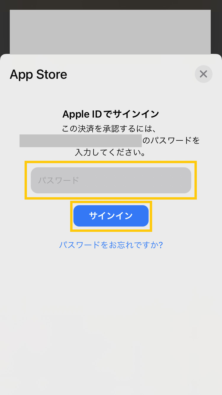 パスワードを入力してサインイン